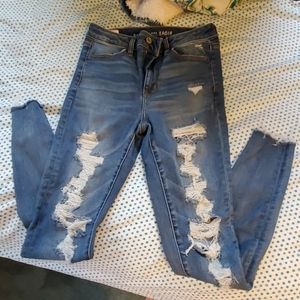 American Eagle Ripped Jeggings High Waisted